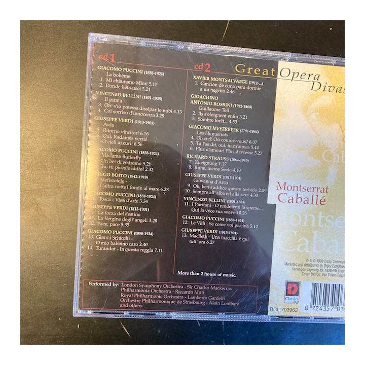 Montserrat Caballe - Great Opera Divas 2CD (VG+-M-/M-) -klassinen-