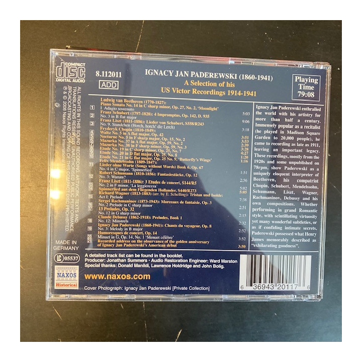 Ignacy Jan Paderewski - US Victor Recordings (1914-1941) CD (M-/M-) -klassinen-