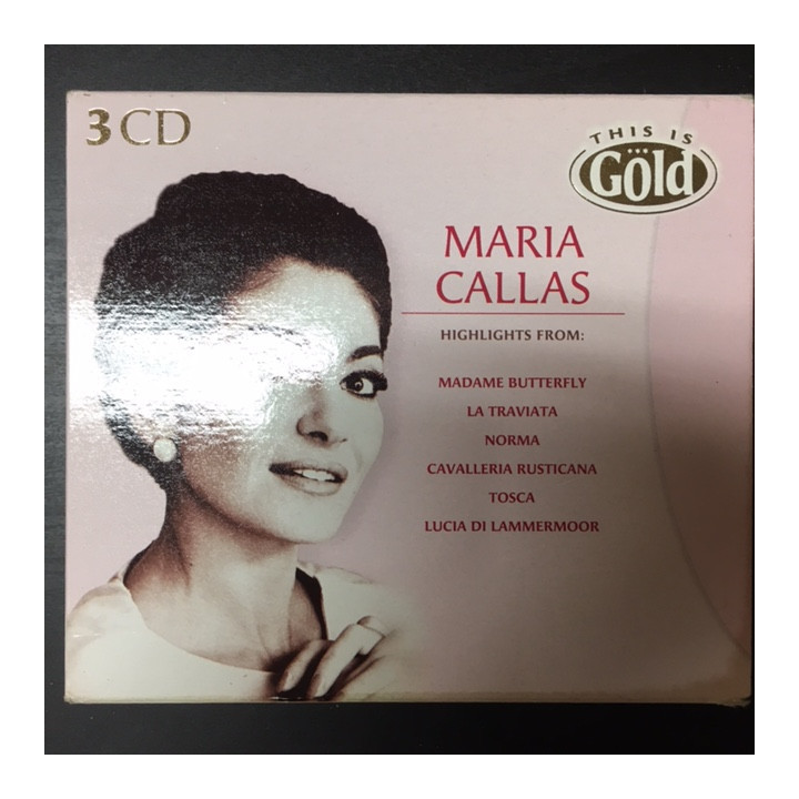 Maria Callas - This Is Gold 3CD (M-/VG-VG+) -klassinen-
