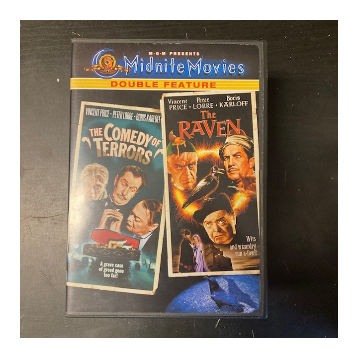 Comedy Of Terrors / The Raven DVD (VG+/M-) -kauhu/komedia- (R1 NTSC/ei suomenkielistä tekstitystä)