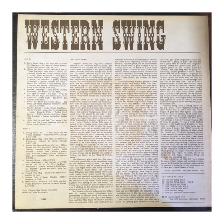 V/A - Western Swing LP (VG+/VG+)