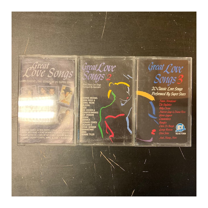 V/A - Great Love Songs 1-3 3xC-kasetti (VG+/VG+-M-)