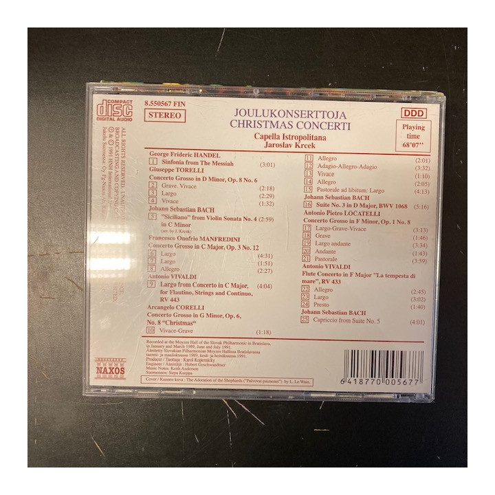 Capella Istropolitana - Joulukonserttoja CD (M-/VG+) -joululevy-