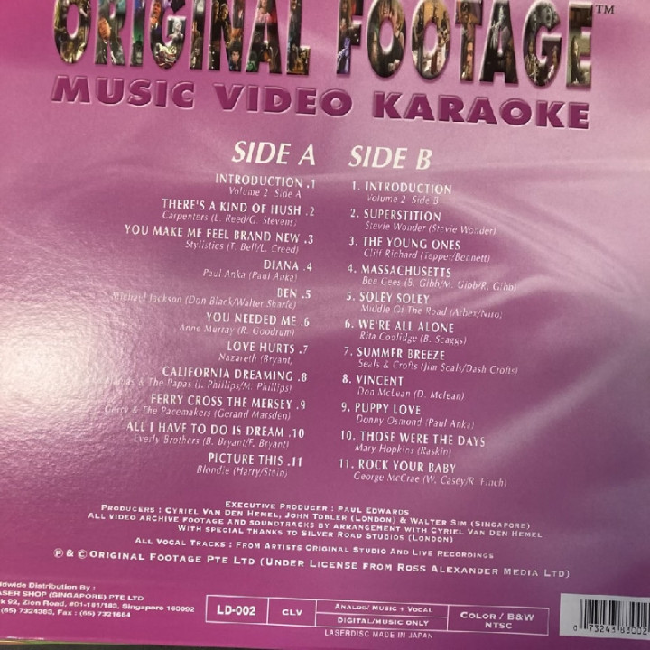 Original Footage - Music Video Karaoke Volume 2 LaserDisc (VG+/M-) -karaoke-