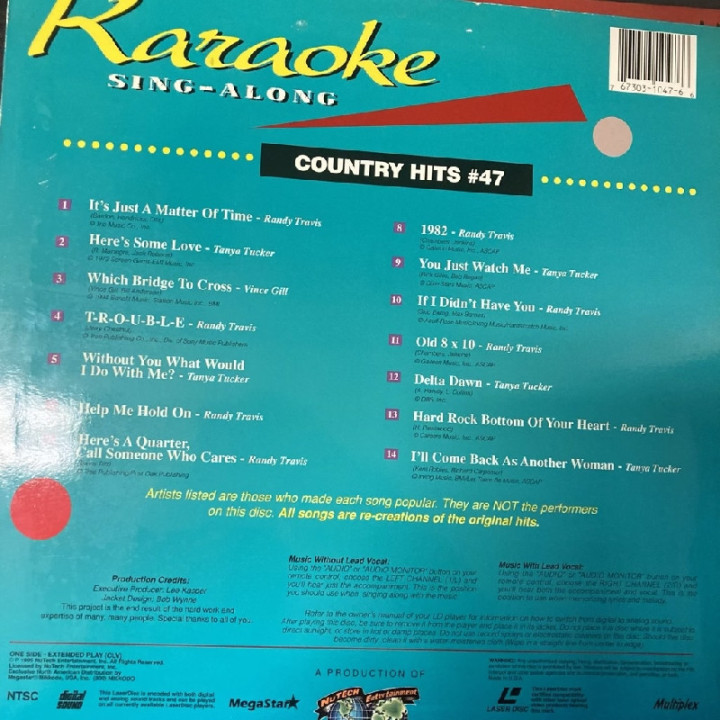 NuTech Entertainment - Country Hits 47 LaserDisc (VG-VG+/VG+) -karaoke-