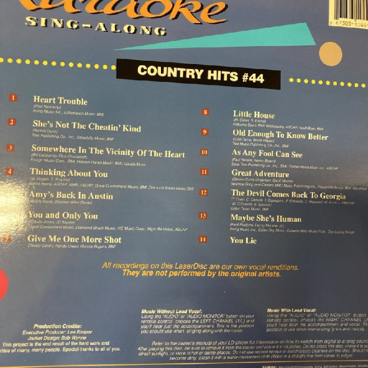 NuTech Entertainment - Country Hits 44 LaserDisc (VG+/M-) -karaoke-