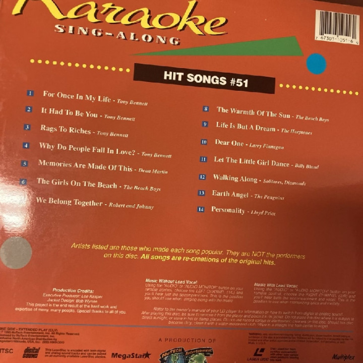 NuTech Entertainment - Hit Songs 51 LaserDisc (VG+-M-/M-) -karaoke-