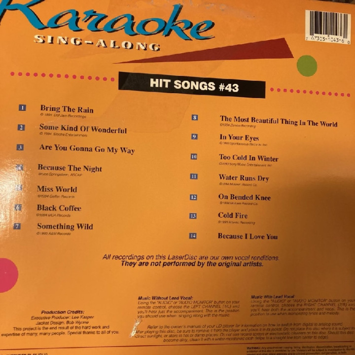 NuTech Entertainment - Hit Songs 43 LaserDisc (VG/VG+) -karaoke-