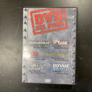 DVD Six Pack (Saalistaja / Spy Game / Ali / Armoton maa / Dark Blue / Donnie Brasco) 6DVD (VG+/M-) -toiminta/draama-