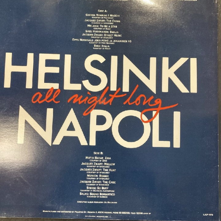 Helsinki Napoli All Night Long - The Soundtrack LP (VG+-M-/VG+) -soundtrack-