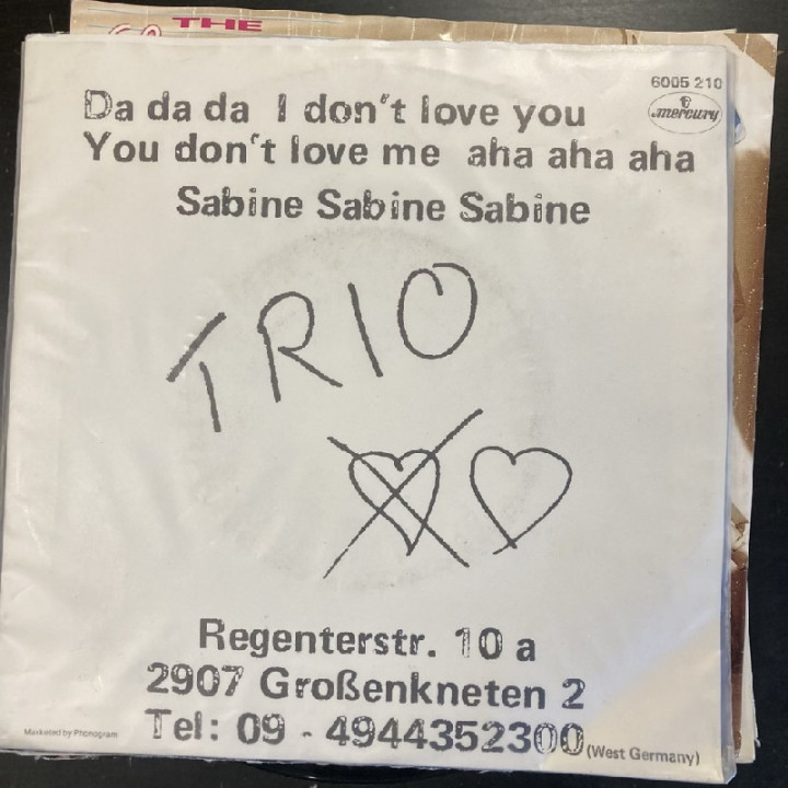 Trio - Da Da Da I Don't Love You You Don't Love Me Aha Aha Aha / Sabine Sabine Sabine 7'' (VG+/VG+) -synthpop-