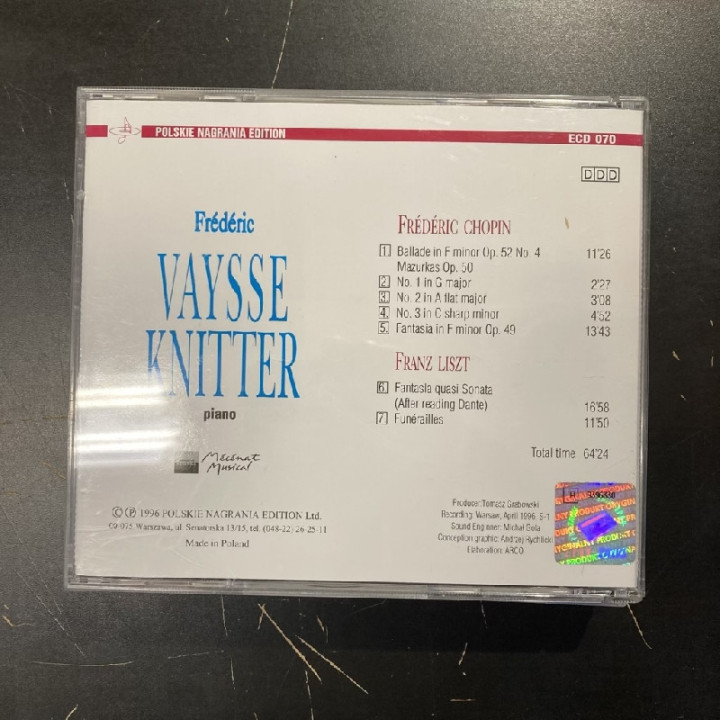 Frederic Vaysse-Knitter - Chopin / Liszt CD (M-/M-) -klassinen-
