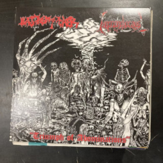 Blasphemophagher / Necroholocaust - Triumph Of Abominations (limited numbered edition) 7'' (VG+/VG+) -black metal-