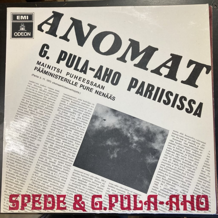 Spede & G. Pula-Aho - G. Pula-Aho Pariisissa LP (VG+/VG+) -huumori-