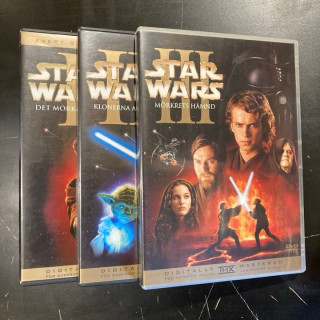 Star Wars I-III (Prequel Trilogy) 6DVD (VG-VG+/M-) -seikkailu-