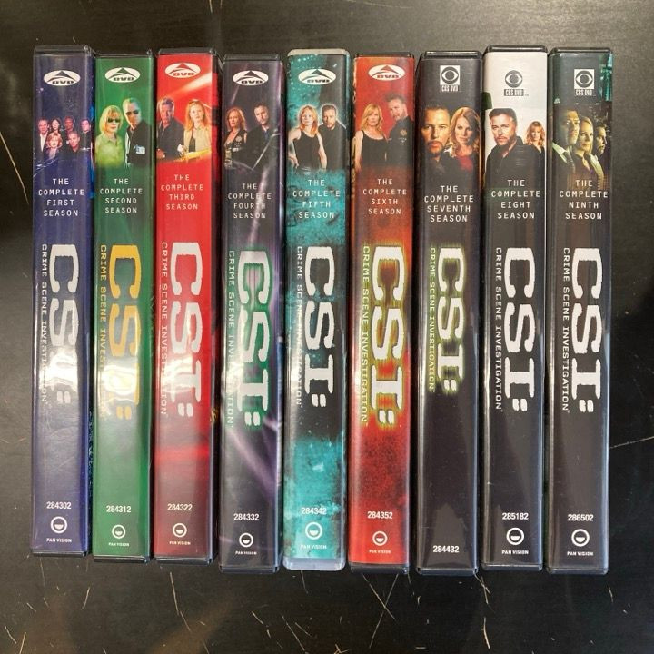 CSI: Crime Scene Investigation - Kaudet 1-9 54DVD (VG+-M-/M-) -tv-sarja-