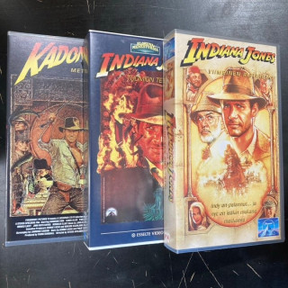 Indiana Jones 1-3 3xVHS (VG+/M-) -seikkailu-