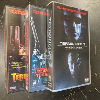 Terminator 1-3 3xVHS (VG+/M-) -toiminta/sci-fi-