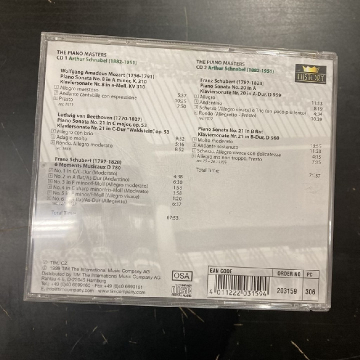 Arthur Schnabel - The Piano Masters 2CD (VG+-M-/M-) -klassinen-