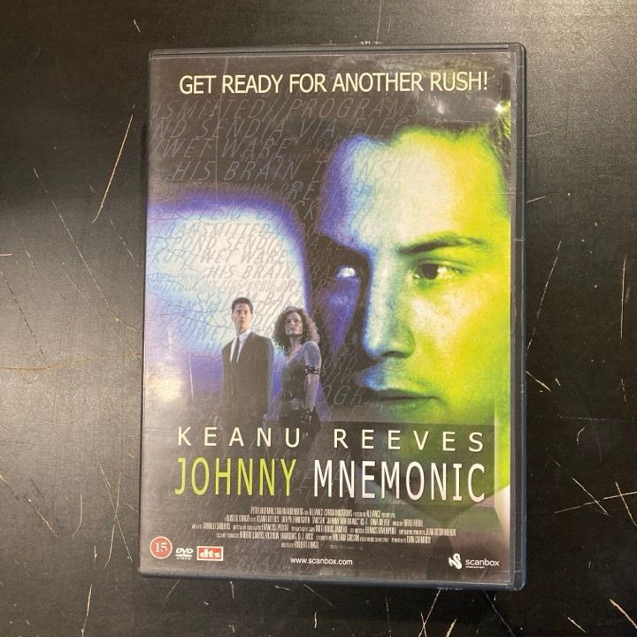 Johnny Mnemonic DVD (G/VG+) -toiminta/sci-fi-