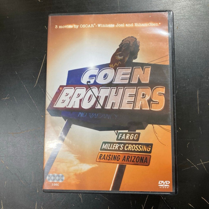 Coen Brothers (Fargo / Miller's Crossing / Arizona Baby) 3DVD (VG-VG+/VG+) -jännitys/draama/komedia-