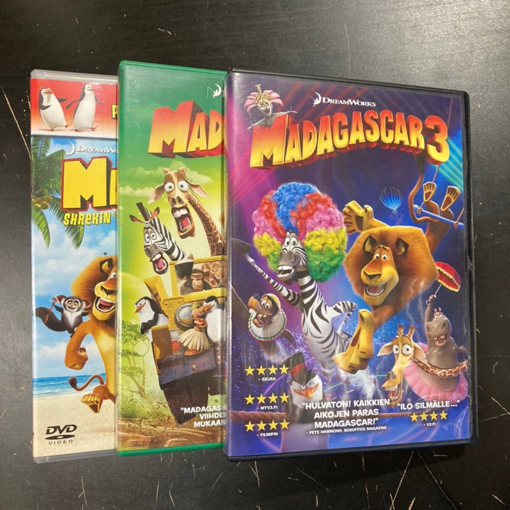 Madagascar 1-3 3DVD (VG+-M-/M-) -animaatio-