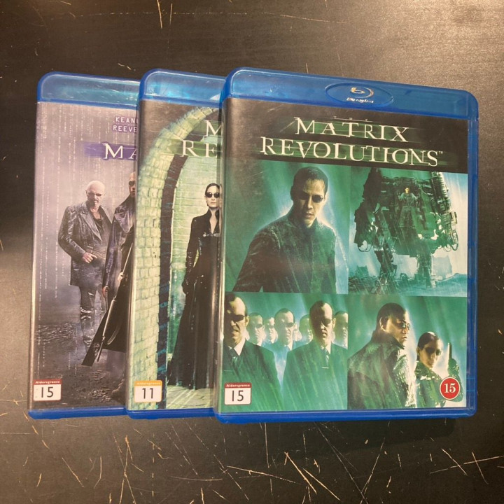 Matrix trilogia Blu-ray (VG+-M-/VG+) -toiminta/sci-fi-