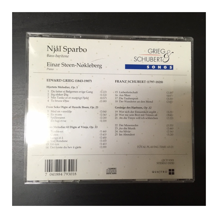 Njål Sparbo - Grieg & Schubert Songs CD (VG+/M-) -klassinen-