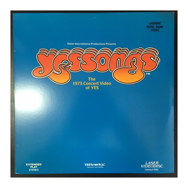 Yes - Yessongs (The 1973 Concert Video Of Yes) LaserDisc (VG+/VG+) -prog rock-