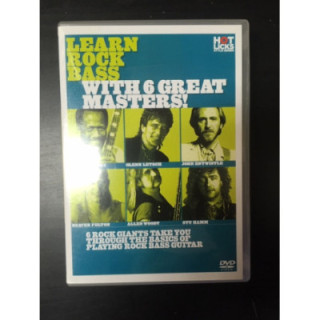 Learn Rock Bass With 6 Great Masters DVD (VG+/M-) -opetus dvd- (R0 NTSC/ei suomenkielistä tekstitystä)