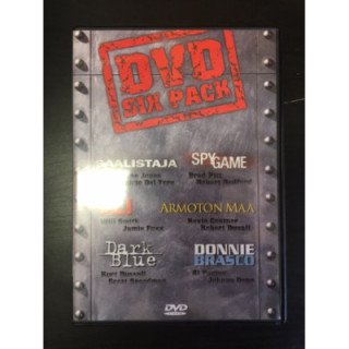 DVD Six Pack (Saalistaja / Spy Game / Ali / Armoton maa / Dark Blue / Donnie Brasco) 6DVD (VG+-M-/M-) -toiminta/draama-