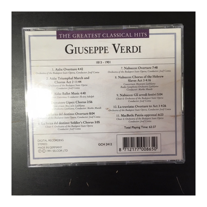 Verdi - The Greatest Classical Hits CD (M-/VG) -klassinen-