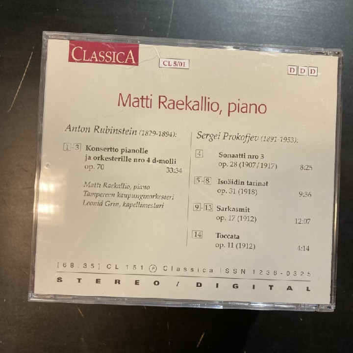 Matti Raekallio - Piano CD (M-/M-) -klassinen-