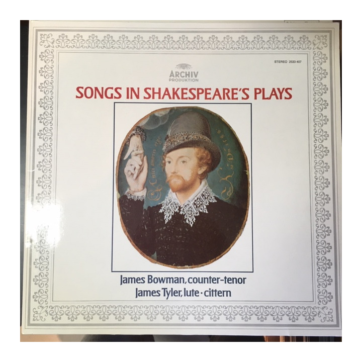 James Bowman & James Tyler - Songs In Shakespeare's Plays LP (VG+-M-/M-) -klassinen-