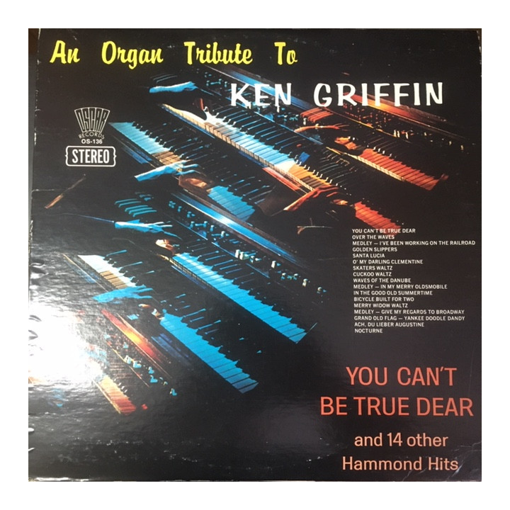 Ashley Tappen - An Organ Tribute To Ken Griffin LP (VG+/VG+) -easy listening-