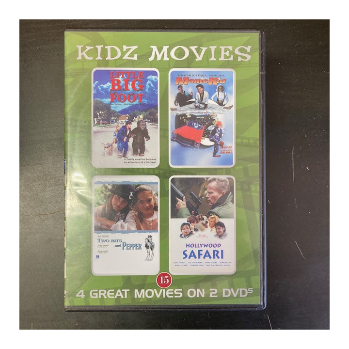 Kidz Movies (Little Bigfoot / Magic Kid / Two Bits And Pepper / Hollywood Safari) 2DVD (VG+/M-) -komedia/seikkailu-