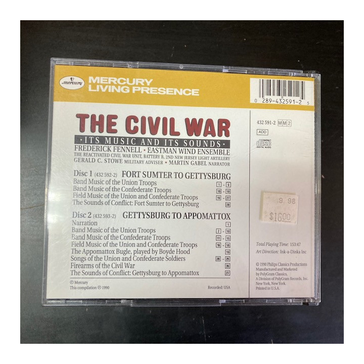 Eastman Wind Ensemble - The Civil War (Its Music And Its Sound) 2CD (VG/VG+) -sotilasmusiikki-